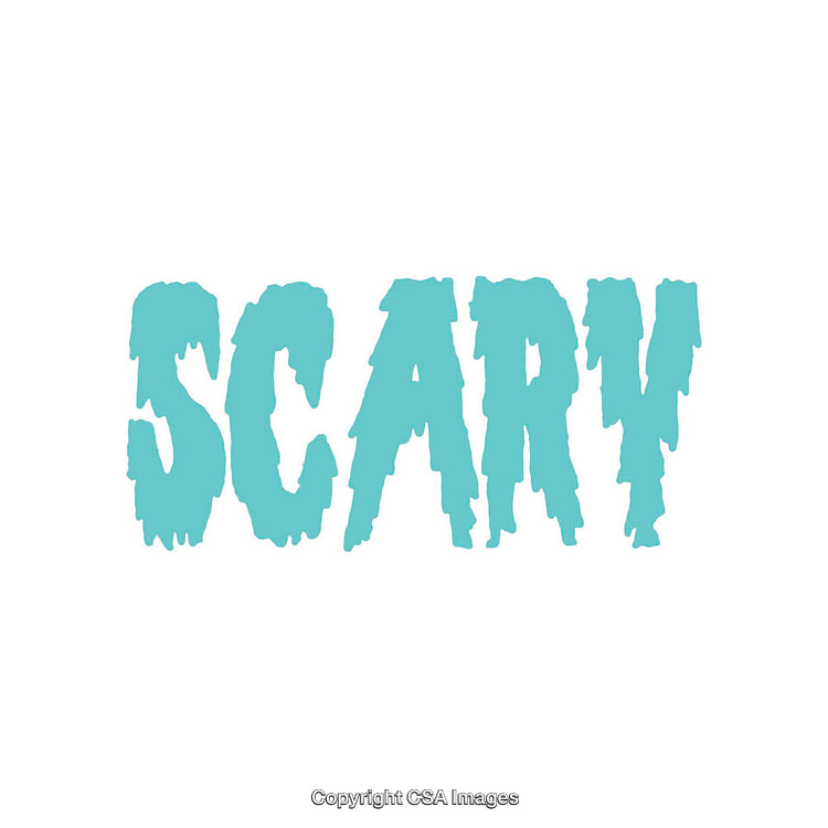 Scary Design Text in Blue on White Minimalistic Background