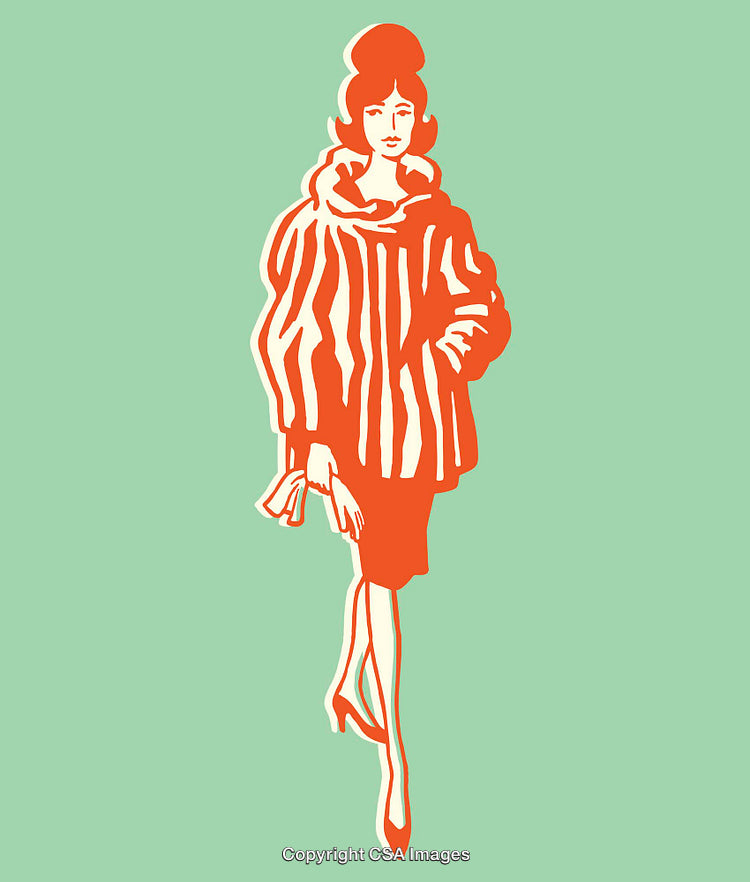 Vintage Illustration of a Fashionable Woman in a Stylish Coat