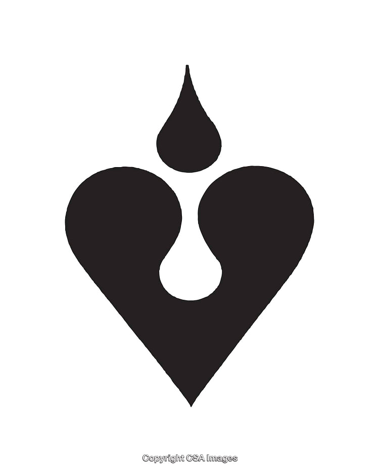 Black and White Teardrop and Heart Shaped Icon Design