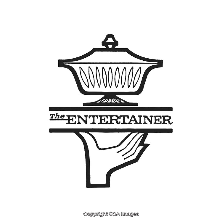 Elegant Vintage Logo with Serving Dish and Hand Illustration