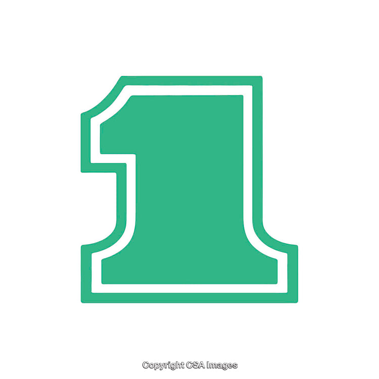 Vivid Green Number One on White Background for Digital Use