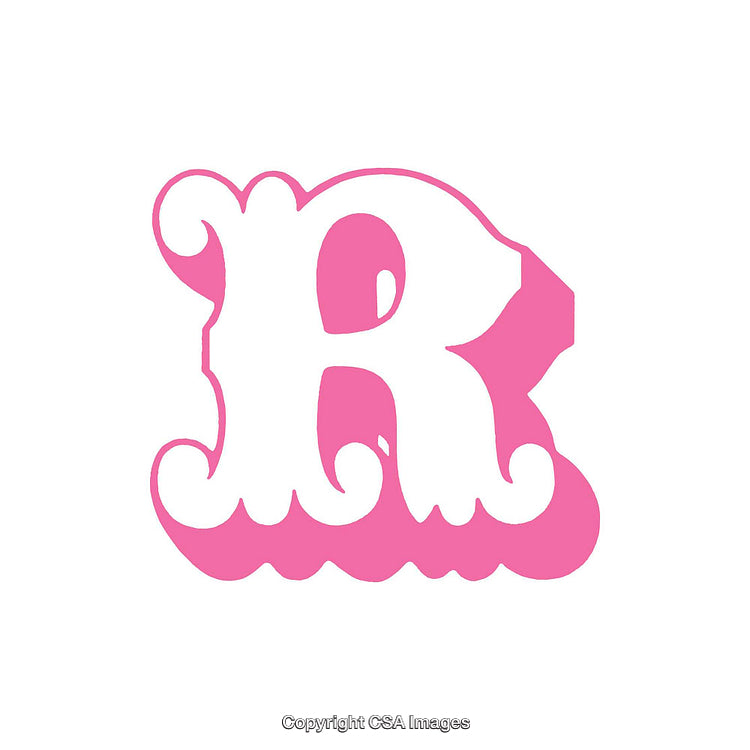 Pink Flourished Letter R Isolated on White Background