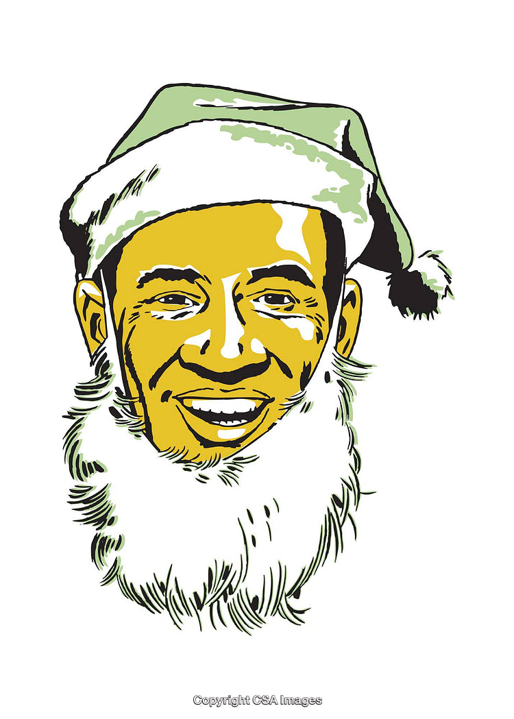 Colorful Illustration of Smiling Santa Face with Festive Hat and Beard