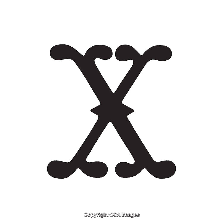 Stylized Black Letter X Design with Decorative Serif Accents