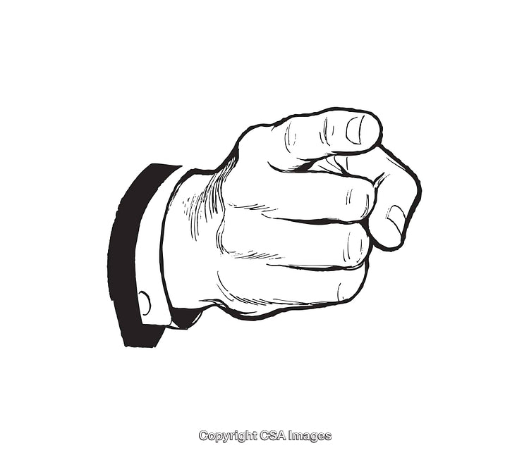 Black and White Line Art of Pointing Hand with Business Sleeve