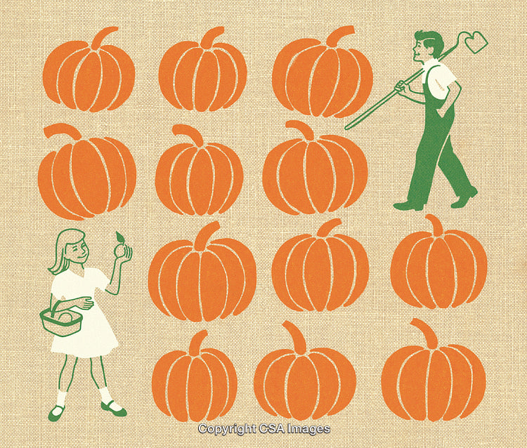Whimsical Autumn Illustration Featuring Pumpkins and Harvest Characters