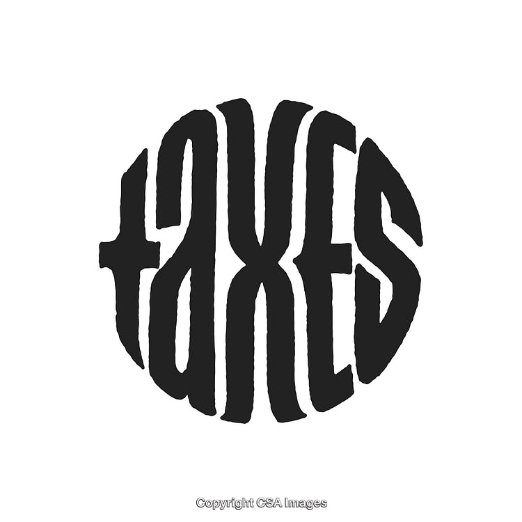 Bold Black Typography Design of the Word Taxes Inside a Circle Shape