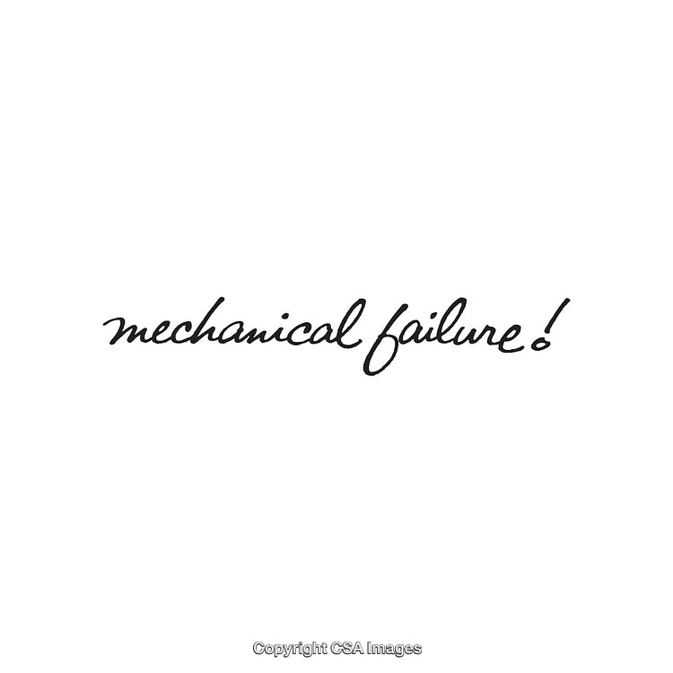 Mechanical Failure Handwritten on White Background with Expressive Font Style