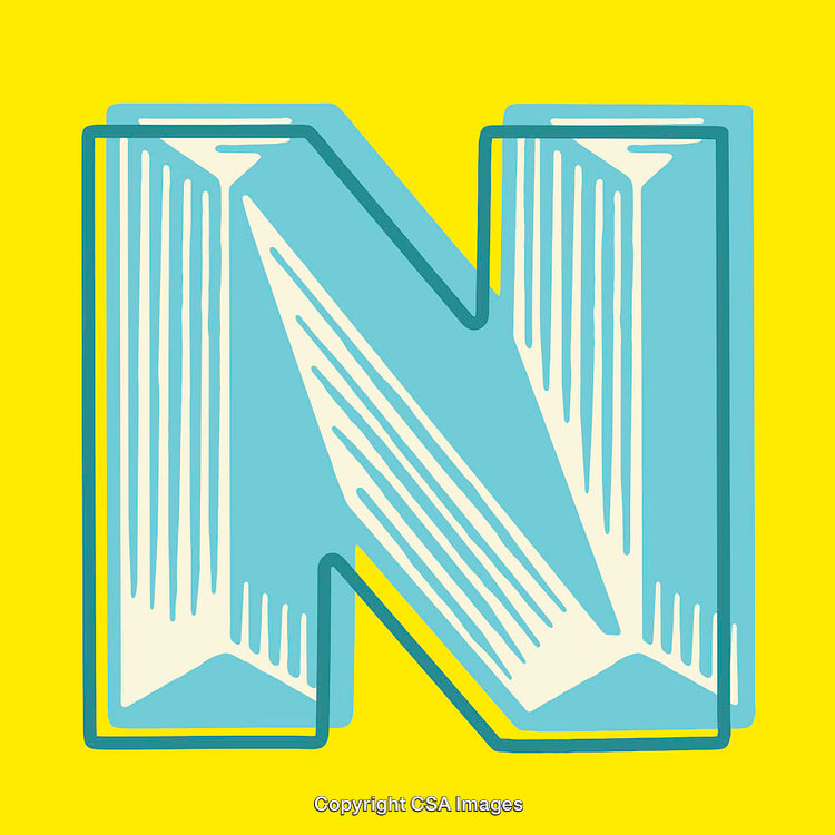 Stylized Letter N on a Vibrant Yellow Background