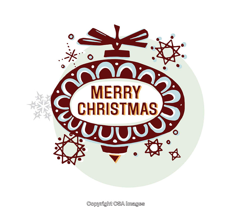 Merry Christmas Ornament with Decorative Snowflake Accents in Festive Style