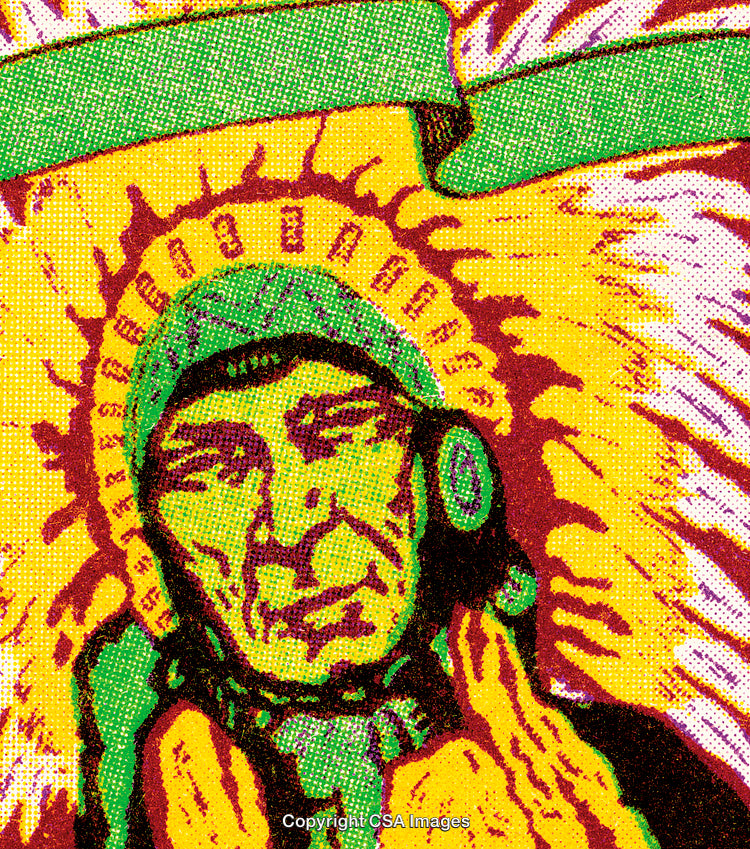 Colorful Illustration of a Native American Chief in Artistic Style