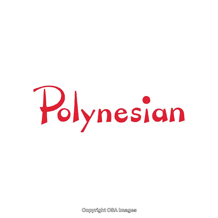 Polynesian Styled Red Typography on White Background