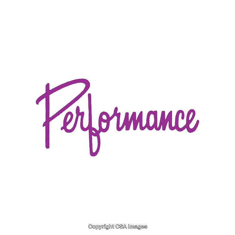 Purple Handwritten Performance Text on a Clean White Background