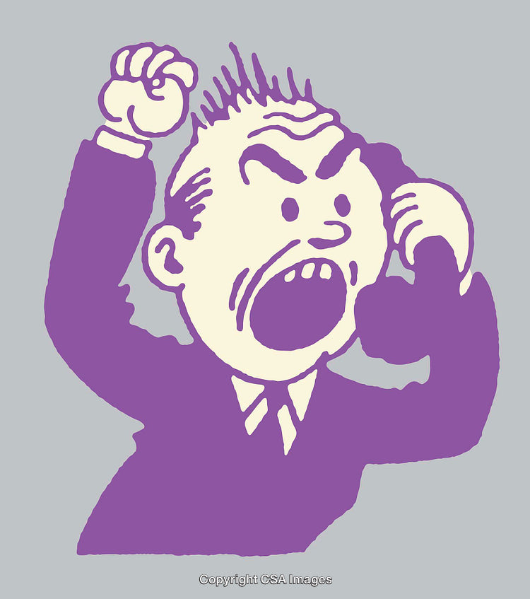 Frustrated Cartoon Businessman Expressing Anger in Colorful Line Art Illustration