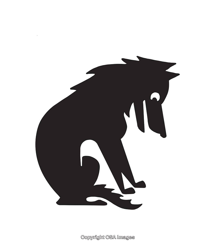 Silhouette of a Sitting Dog Character in Artistic Line Art Style
