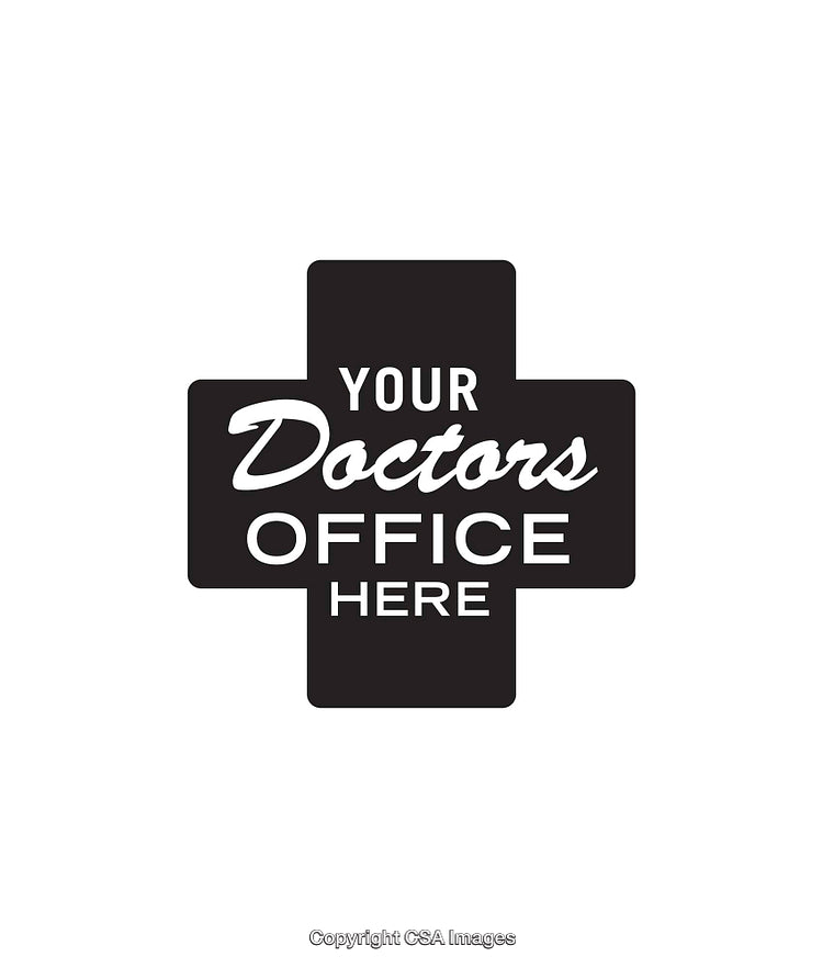 Black and White Doctors Office Sign Illustration with Customizable Text