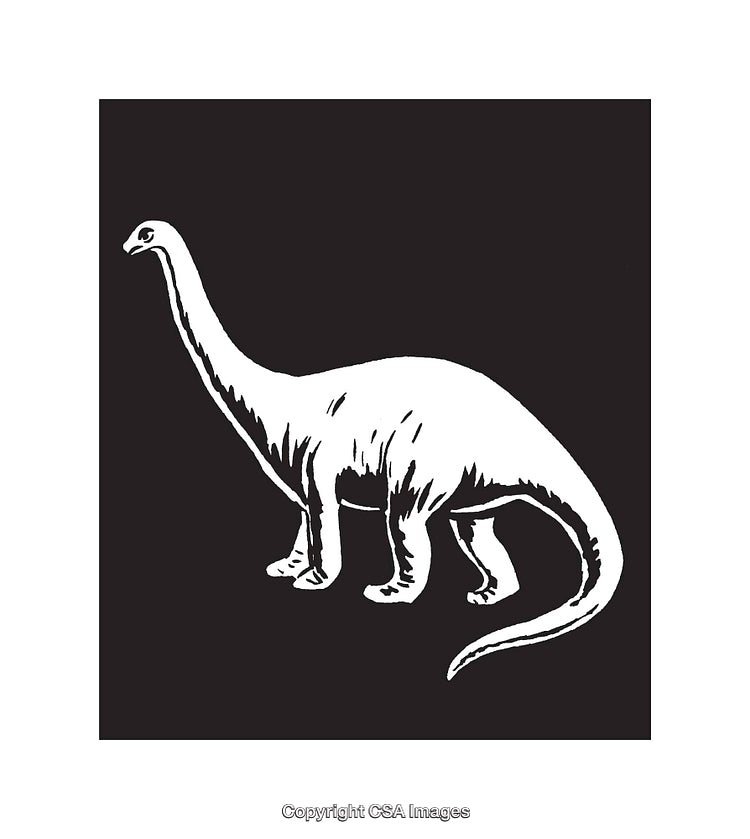 Black and White Dinosaur Illustration of Jurassic Period in Line Art Style