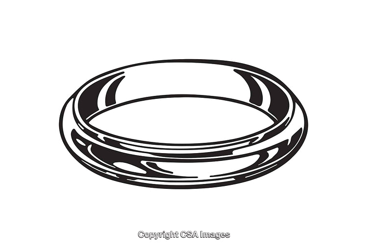 Black and White Line Art Illustration of a Circle Element Ring