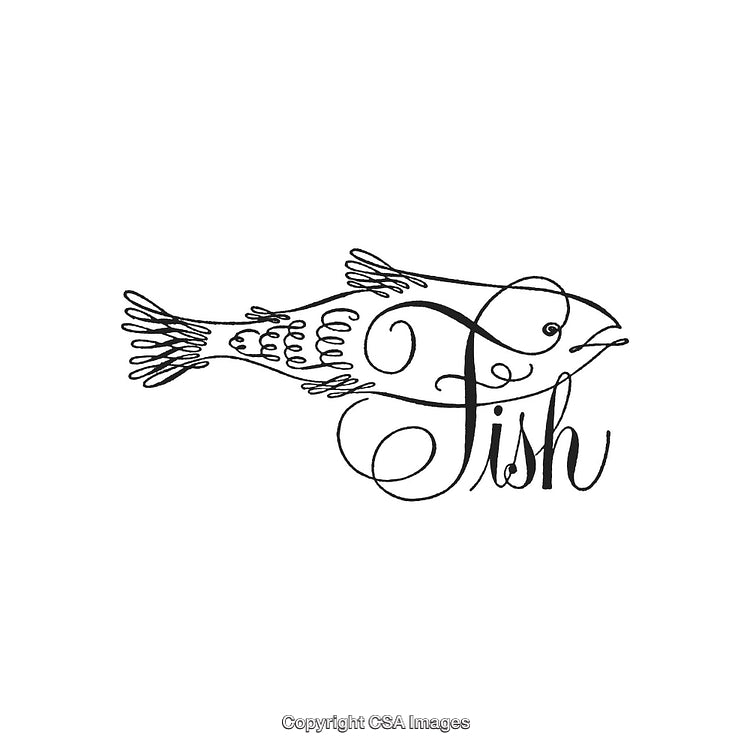 Elegant Fish Illustration With Artistic Typography Design and Hand-Drawn Style