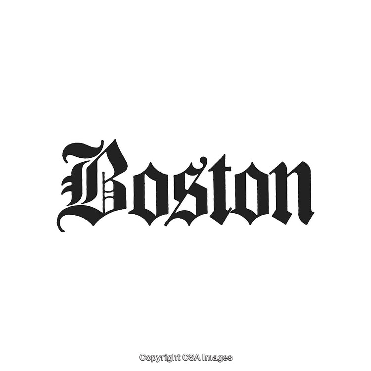 Vintage Gothic Typography Design Featuring the Word 'Boston' in Black Letters