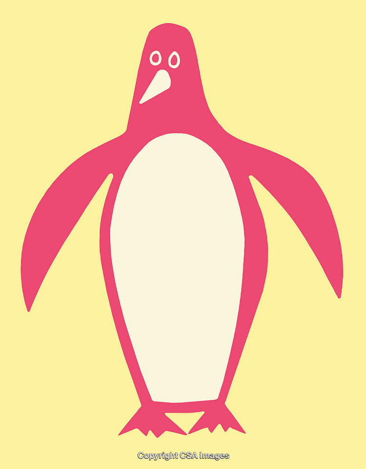 Simple Illustration of a Penguin on a Colorful Background