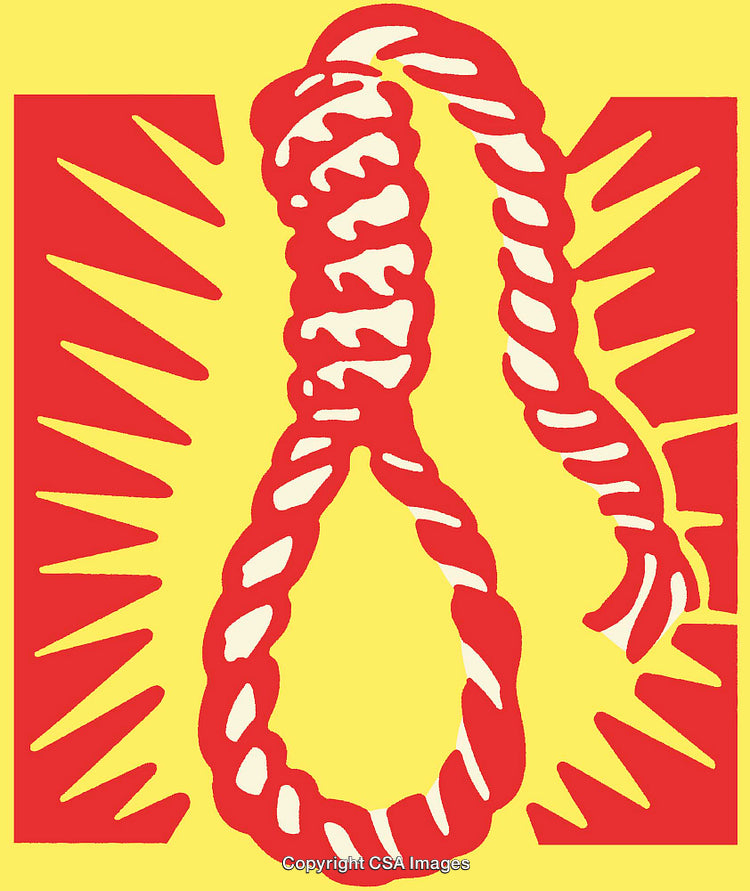 Red Noose Illustration on a Yellow Background Highlighting Bold Graphic Elements