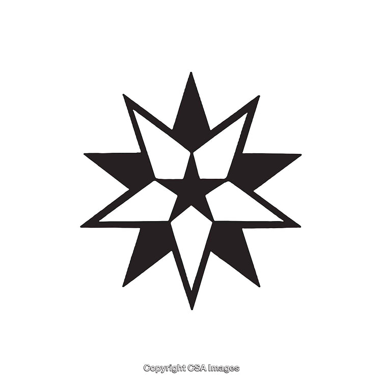 Black And White Geometric Eight-Pointed Star Dingbat Icon