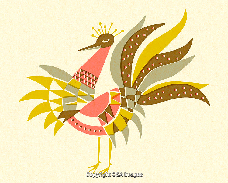 Abstract Geometric Illustration of a Bright Bird with Artistic Features