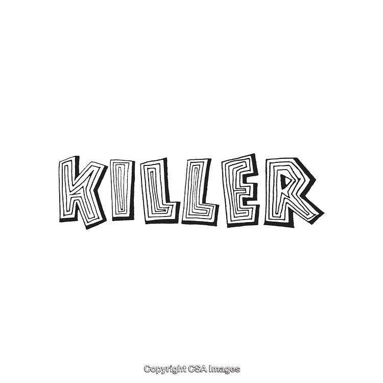 Creative Hand-Drawn Text Typography Reading 'Killer' in Bold Artistic Style
