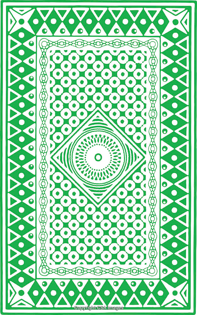 Green Geometric Pattern with Circular and Triangular Ornamental Design