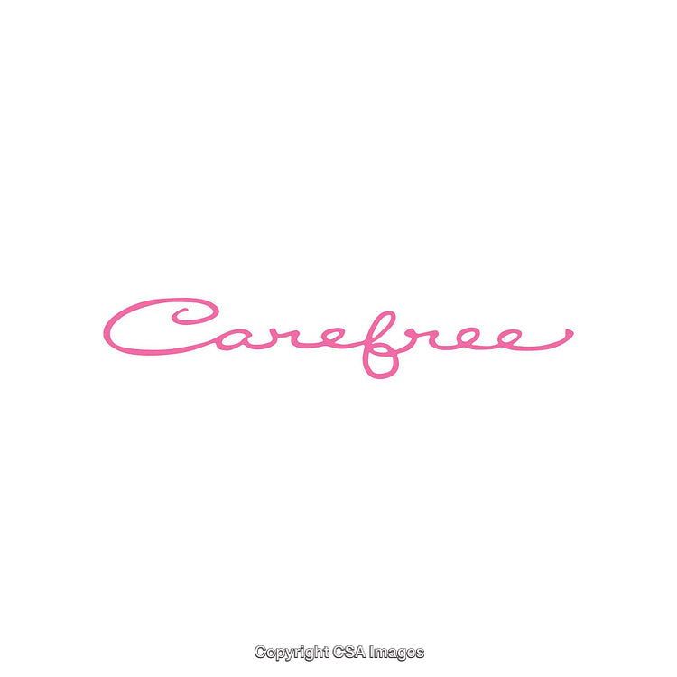 Elegant Typography Featuring the Word Carefree in Soft Pink on White Background