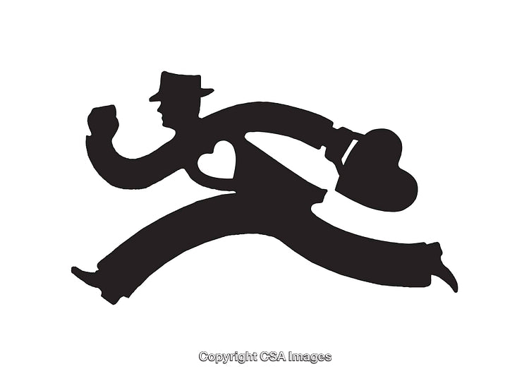 Silhouette of a Person Running with Heart Symbol Emphasis