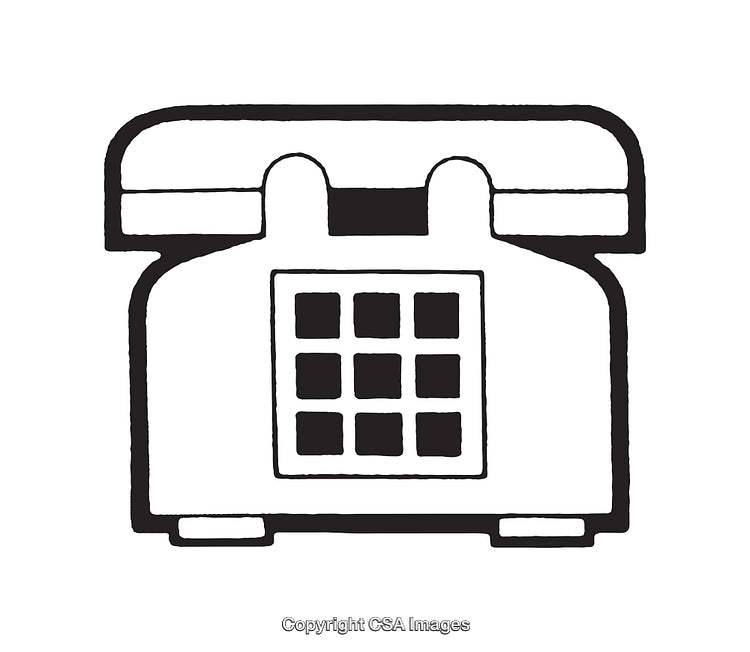 Monochromatic Illustration of Retro Telephone with Pushbutton Design