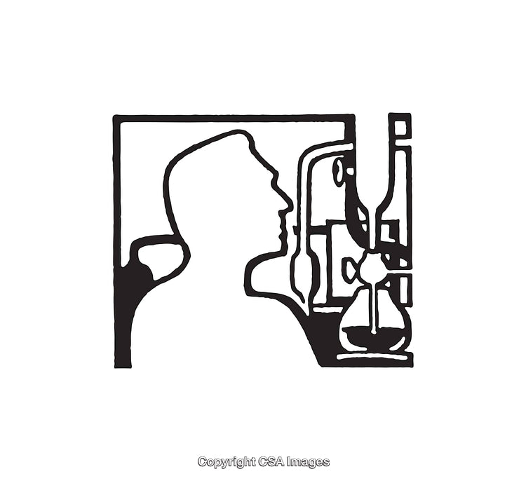 Black and White Outline of Scientist in Laboratory Setting