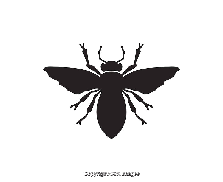 Black And White Silhouette of a Flying Bee Icon