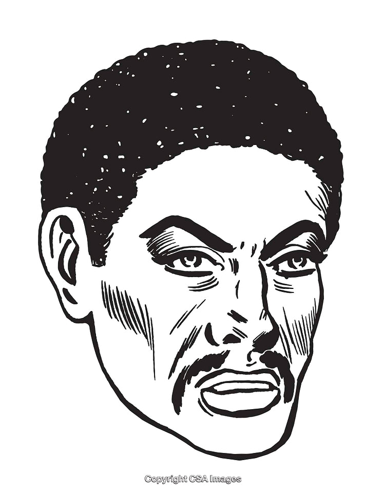 Hand-Drawn Portrait of a Male Face with Intense Expression