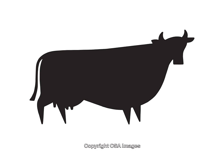 Black and White Silhouette of a Standing Cow Illustration