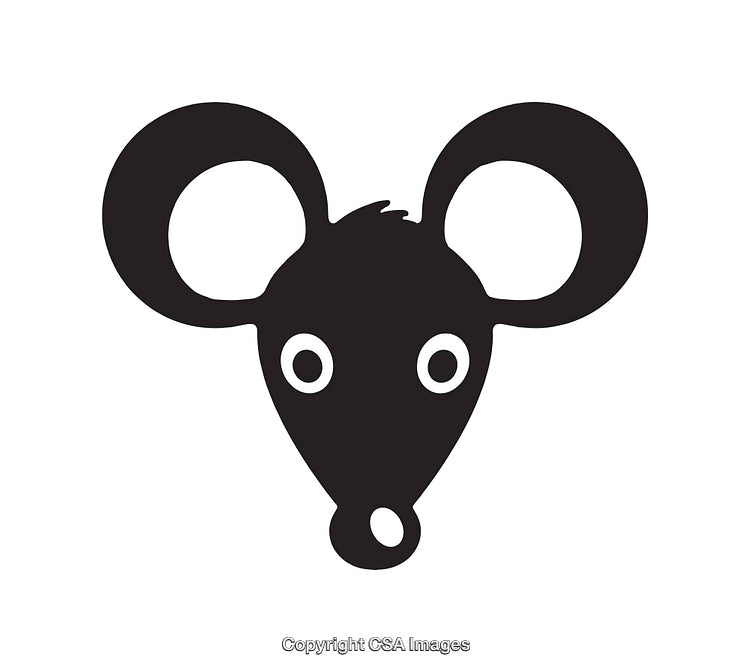 Abstract Black and White Line Art Illustration of a Mouse Design