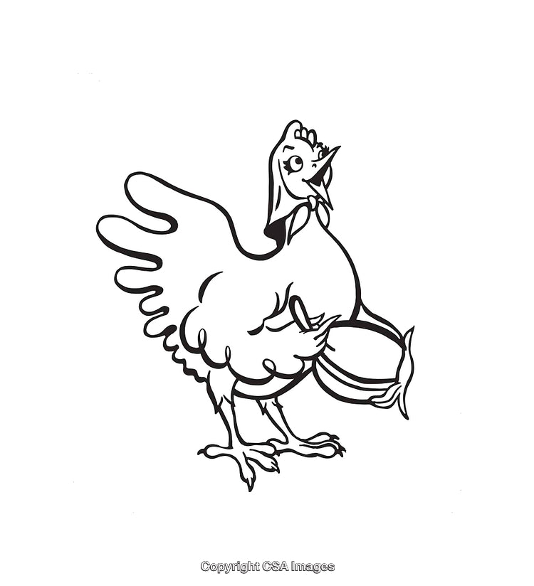 Illustration of a Chicken with a Unique Expression in Line Art Style