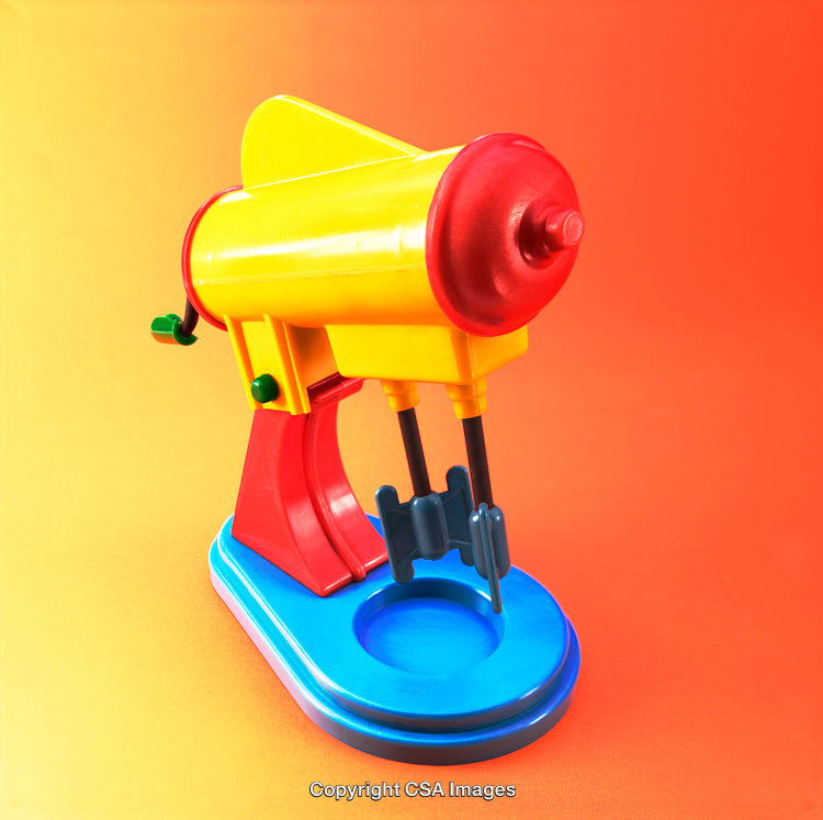 Colorful Toy Mixer on Vibrant Orange Background for Creative Projects