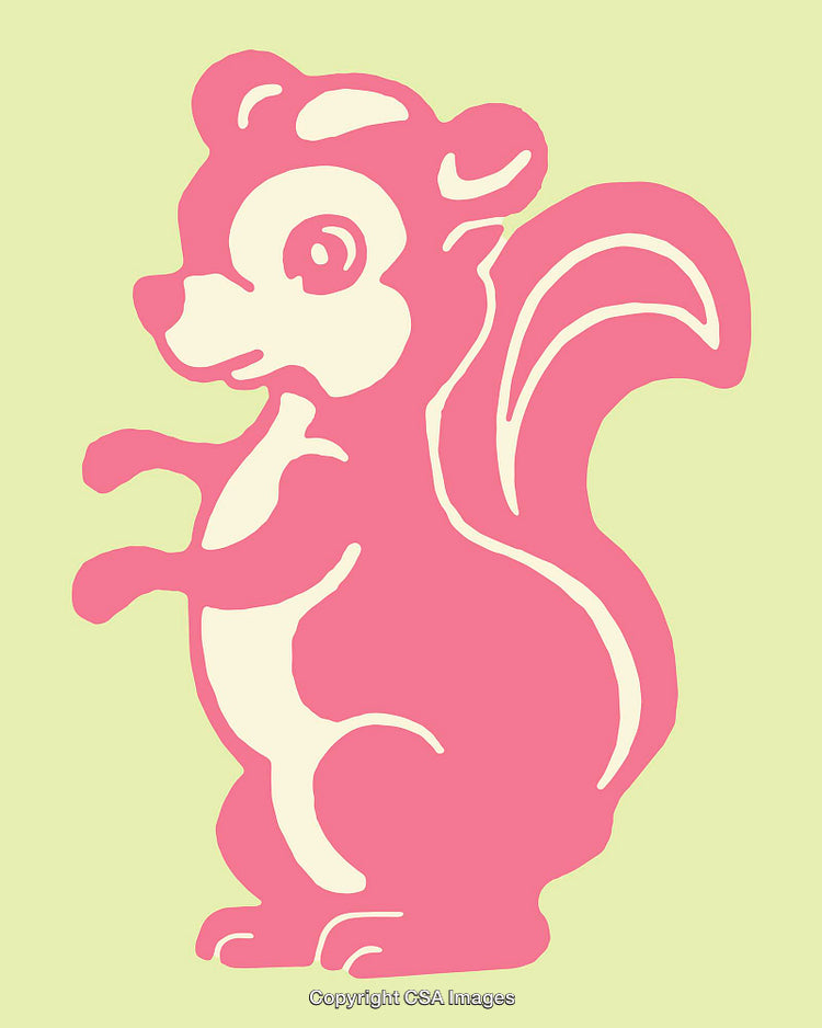Adorable Cartoon Squirrel Line Art Illustration in Pastel Colors