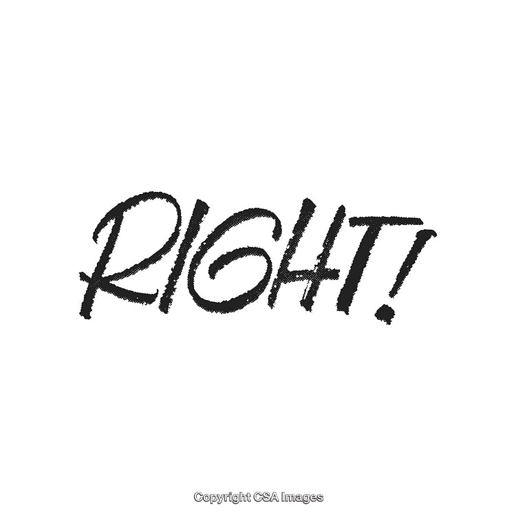 Handwritten Stylized Text Highlighting the Word 'Right' on Clean White Background