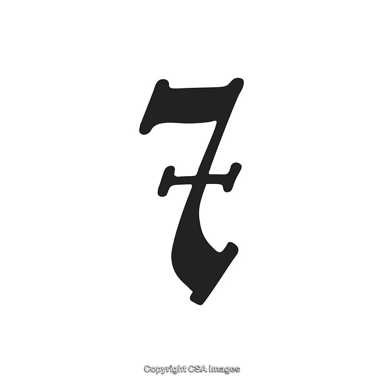 Stylized Number Seven in Black on a Clean White Background