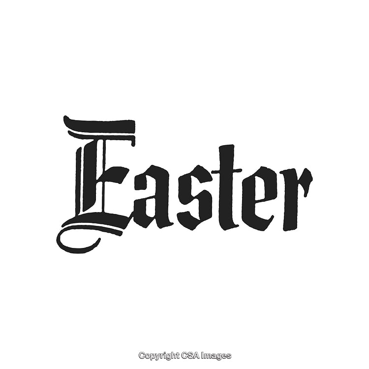 Elegant Blackletter Invitation Text Featuring the Word Easter in Decorative Style