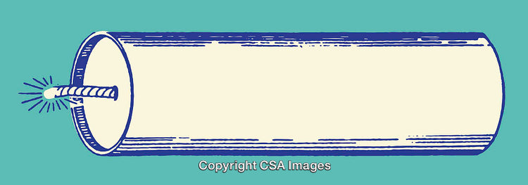 Colorful Line Art Illustration of Dynamite with Lit Fuse