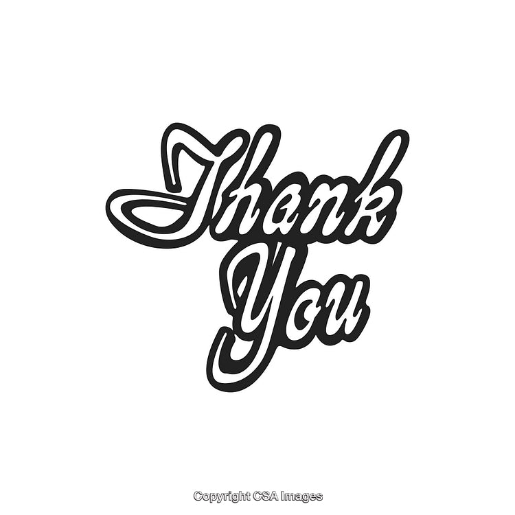 Elegant Thank You Typography With Script Font on White Background