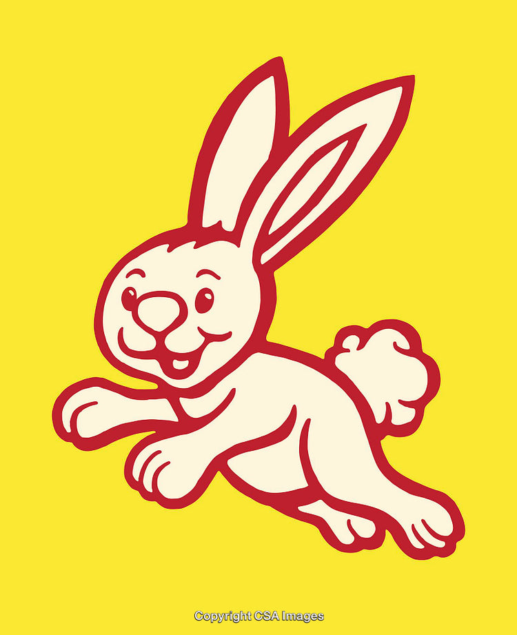 Playful Bunny Illustration Featuring Vibrant Colors and Simple Line Art