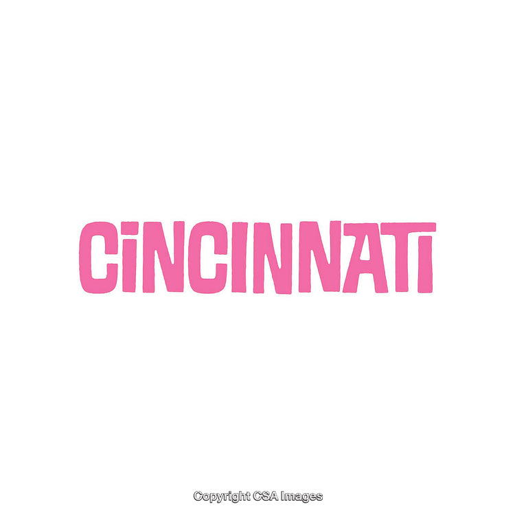 Pink Cincinnati Text on a White Background Featuring Bold Artistic Font