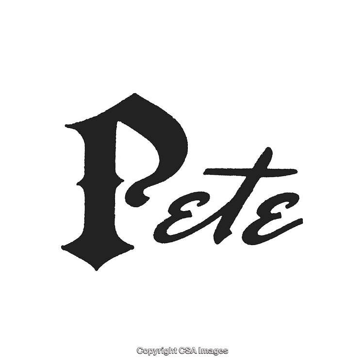 Vintage Typography Text Logo Design Featuring the Word 'Pete' in Black Style