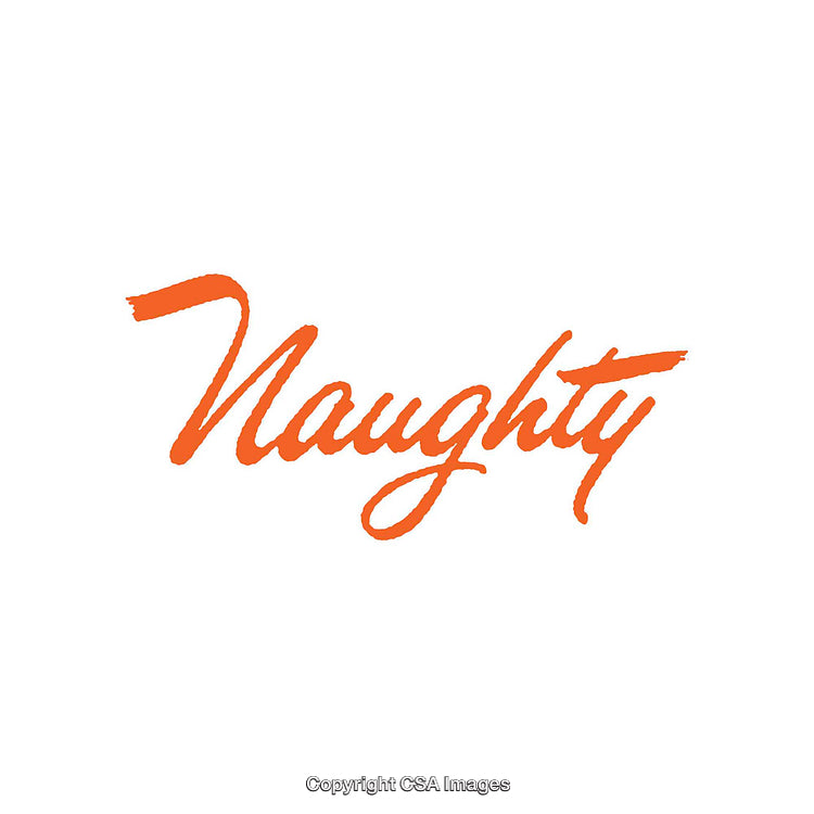 Orange Handwritten Naughty Text on Clean White Background